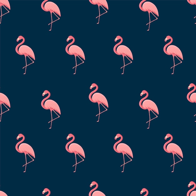 Seamless pattern with tropical bird flamingo Texture with a bird for textiles wallpaper print design clothes postcards Vector illustration