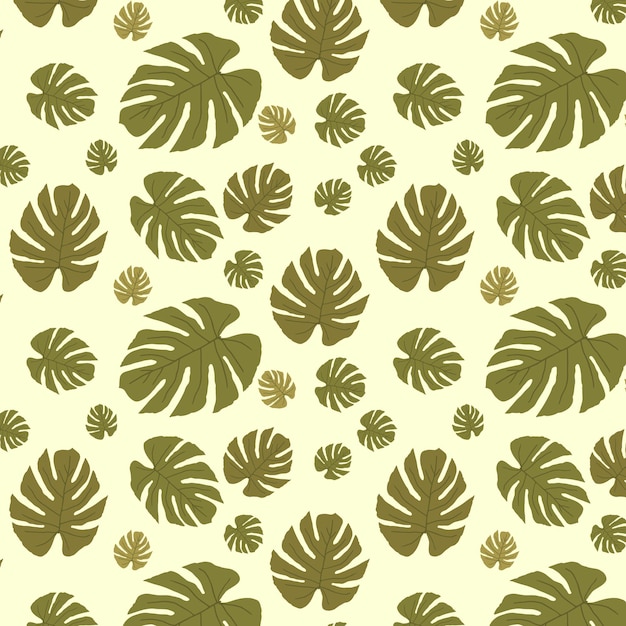 seamless Pattern with tropical exotic green monstera leaves