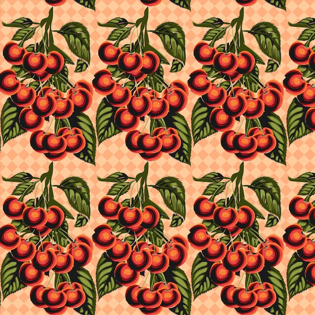 seamless pattern with tropical fruits and leaves.