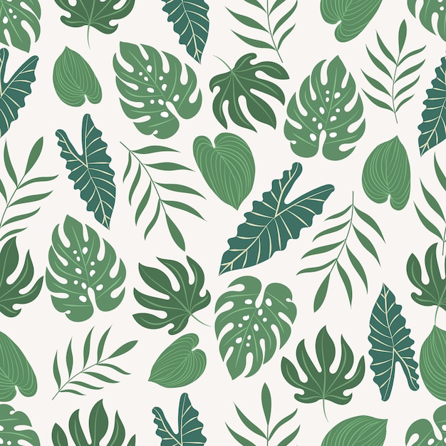 Seamless pattern with tropical leaves