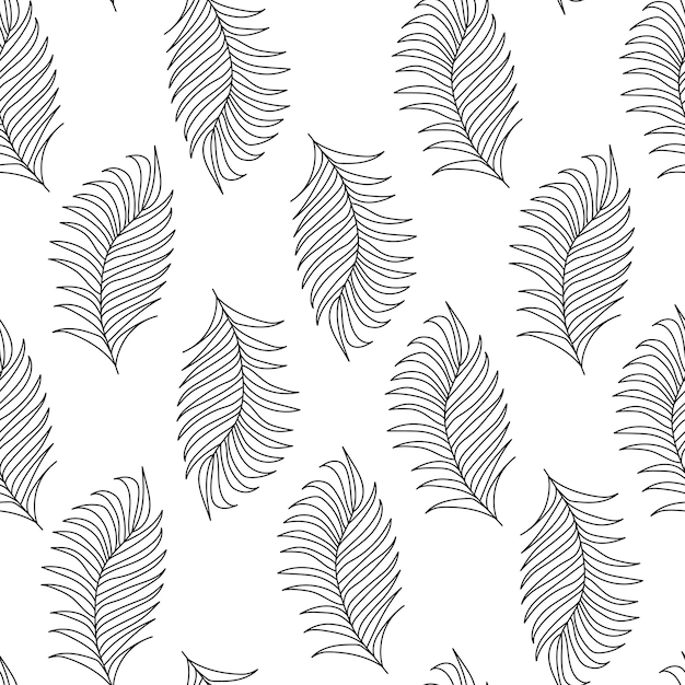 Seamless pattern with tropical palm leaves on white background