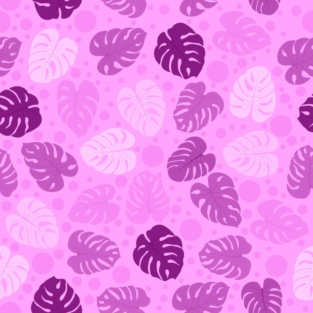 Seamless pattern with tropical plants leaves and monster bubbles Modern random colors