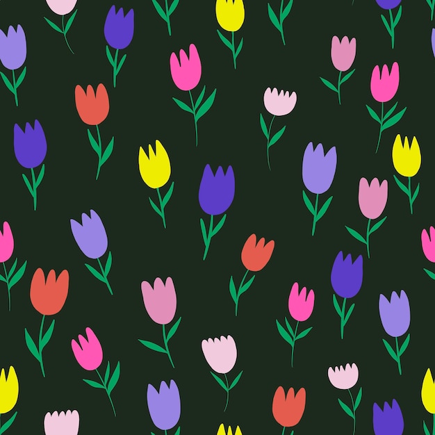 Seamless pattern with tulips