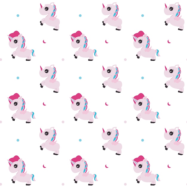 Seamless pattern with unicorns. Baby background.