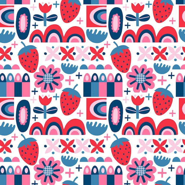 Seamless pattern with various geometric trendy shapes Vector illustration geometry graphics