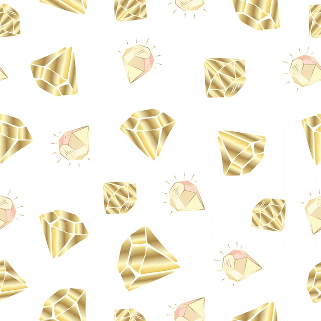 Seamless pattern with vector crystals or gems