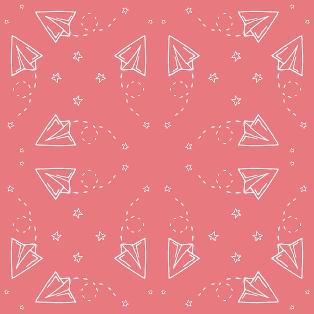 Seamless pattern with vector paper airplane