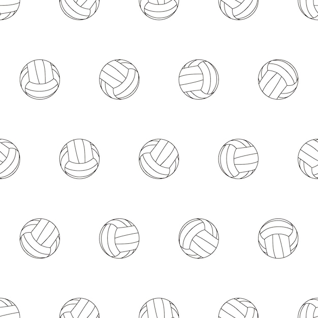 Vector seamless pattern with volleyball ball on a white background.