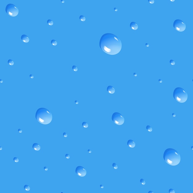 Seamless pattern with water drops on blue vector illustration