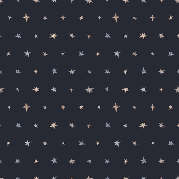 Seamless pattern with watercolor stars