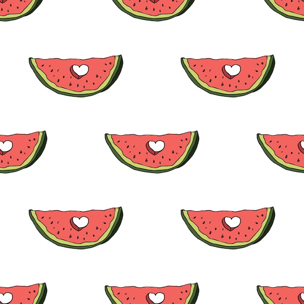 Vector seamless pattern with watermelon doodle for decorative print wrapping paper greeting cards wallpaper and fabric