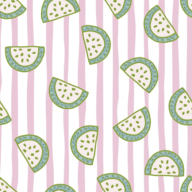 Seamless pattern with watermelon slices Cute fruit backdrop