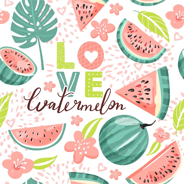 Seamless pattern with watermelon. Summer vibes.