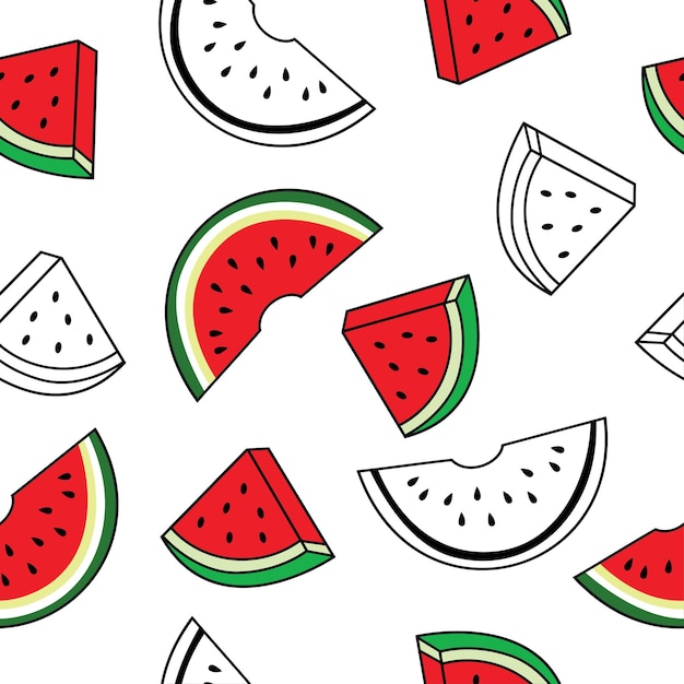 Seamless pattern with watermelons on a white background