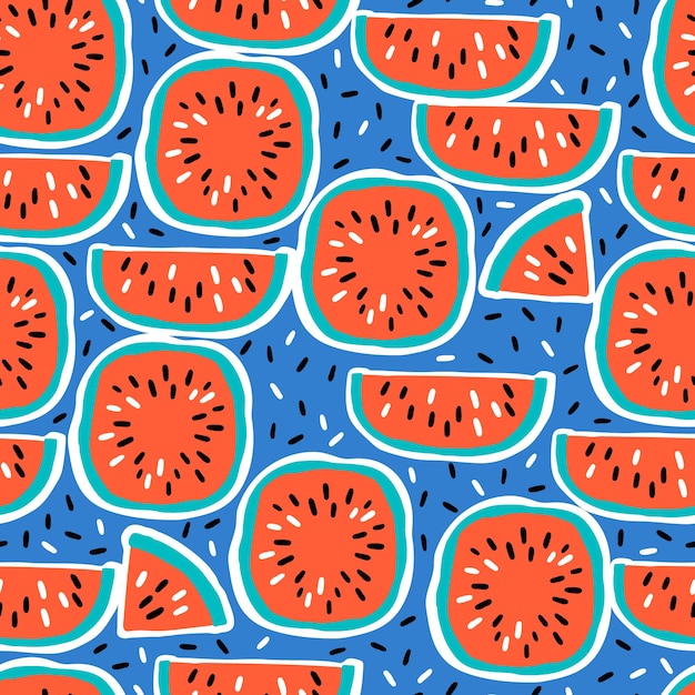 Seamless pattern with watermelons