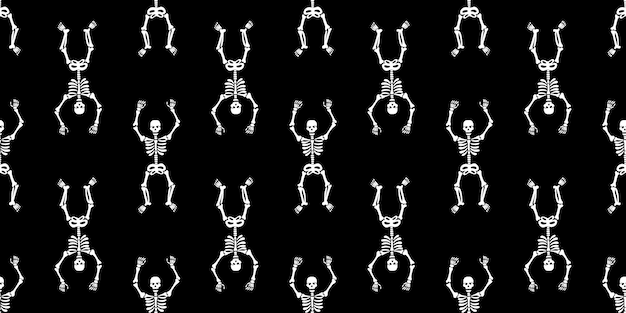 Seamless pattern with white skeletons