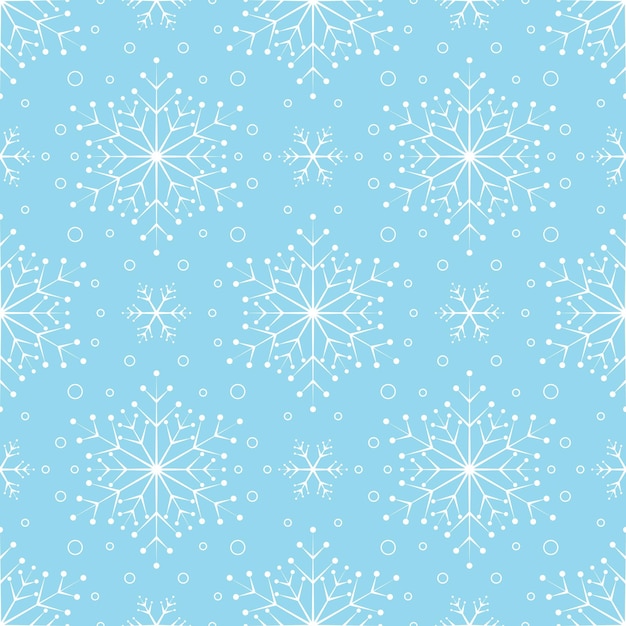 Seamless pattern with white snowflakes on blue background festive winter traditional decoration for ...