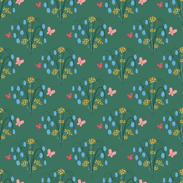 Seamless pattern with wild plants and flowers