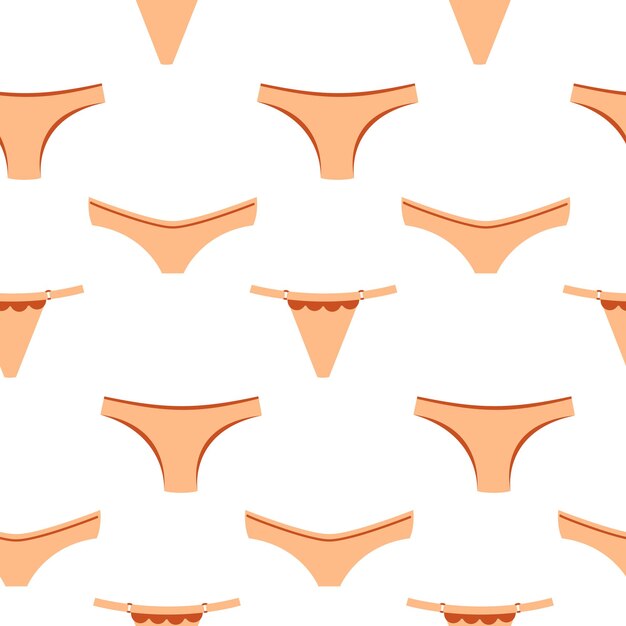 Seamless pattern with women underwear ladies lingerie beige panties Underclothes bikini collection