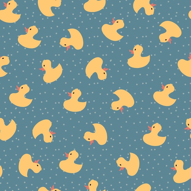 Seamless pattern with Yellow duck isolated on blue background