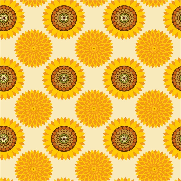 Seamless pattern with yellow flowers of a sunflower