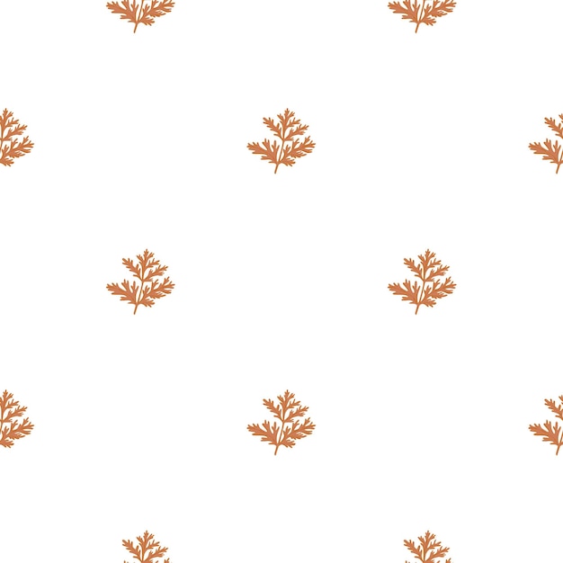 Seamless pattern wormwood on white background. Beautiful plant ornament. Geometrical texture template for fabric.