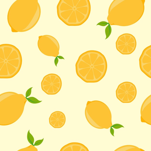 Seamless pattern yellow lemon fruit