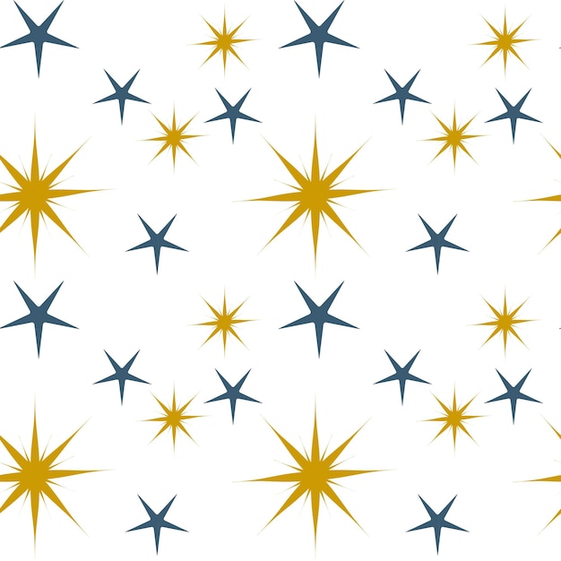 Seamless pattern of yellow stars and blue starsNew Year and Christmas background print for fabric and wrapping paper