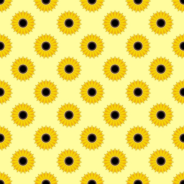 Vector seamless pattern yellow sunflowers isolated on white background