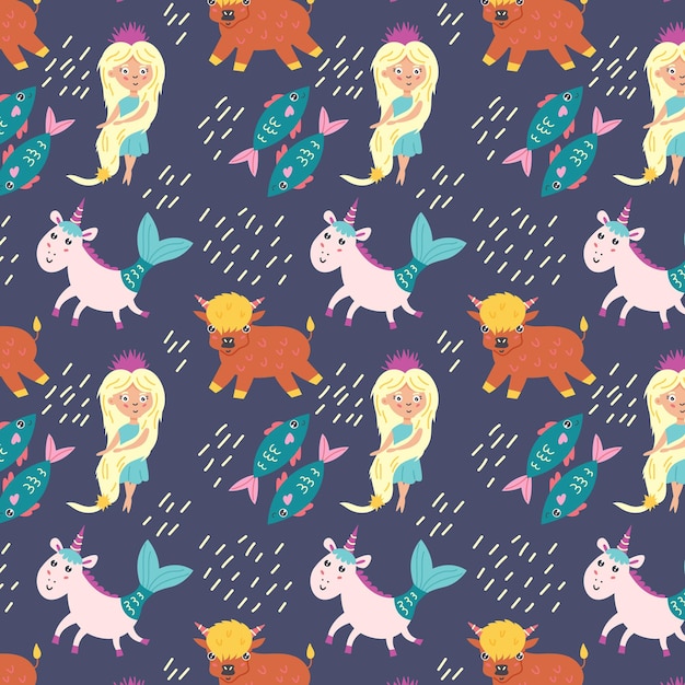 Seamless Pattern zodiac signs