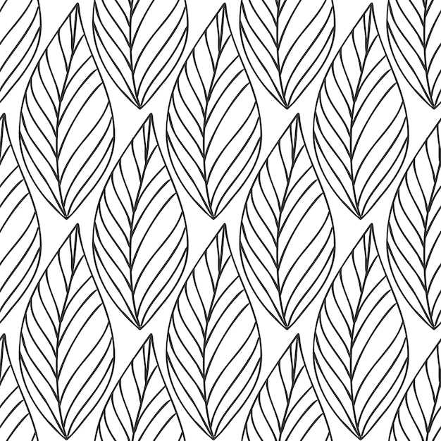 Seamless patterns. Abstract contour leaves on a white background. Vector graphics for textiles and packaging