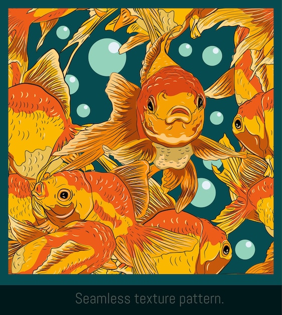 Seamless patterns art of drawing golden fish swiming.