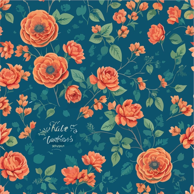 Seamless patterns of flowers and trees and repeating patterns design fabric art