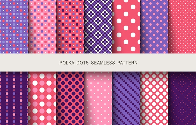 Seamless patterns polka dots set