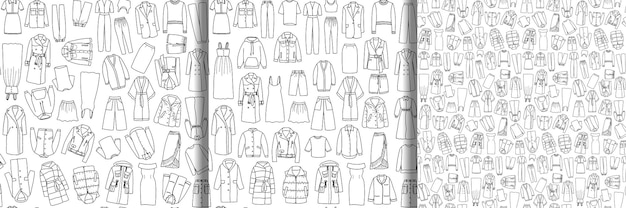 Seamless patterns set of Doodle Vector Womens Clothing