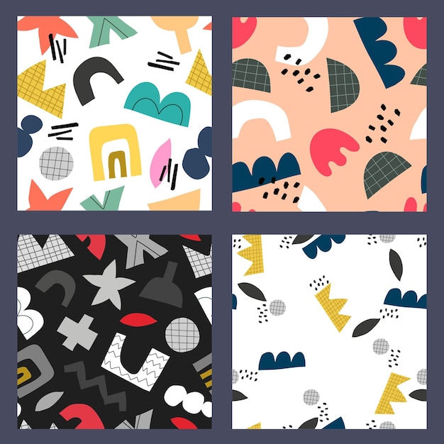 Seamless patterns with abstract decor elements