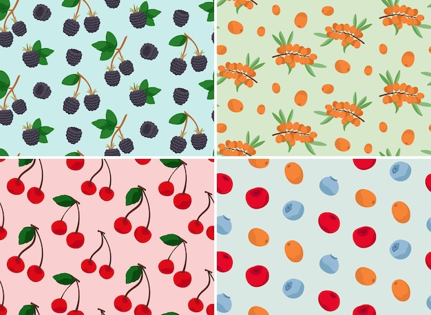 Seamless patterns with different berries