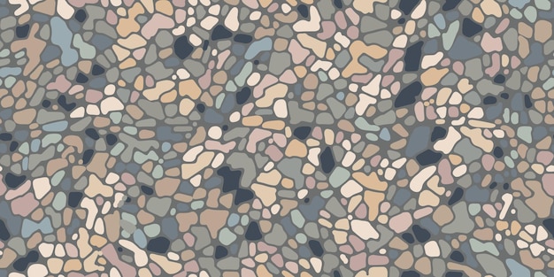 Seamless pebble mosaic organic floor pattern Vector background