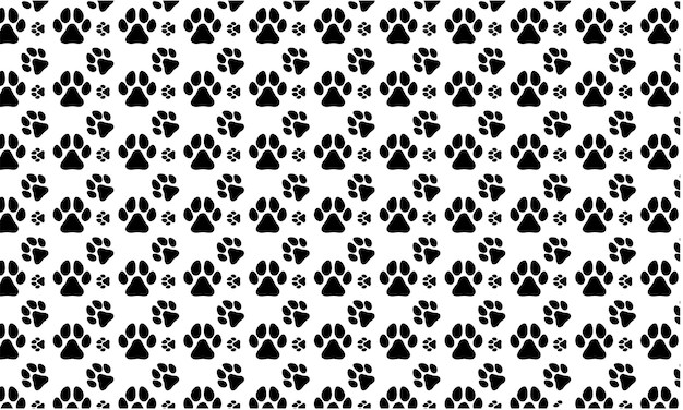 Seamless pet paw pattern background. Dog or cat paw wallpaper illustration footprint.