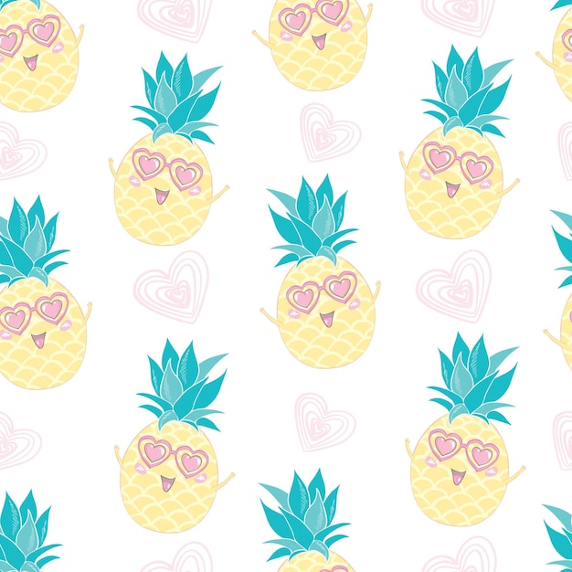 Seamless pineapple pattern vector illustration