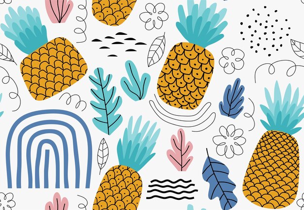 Vector seamless pineapple pattern