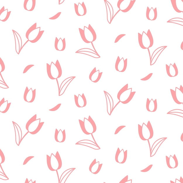 Seamless pink flower pattern on white background modern pattern for swatches fabric wrapping vector