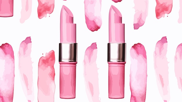 Vector seamless pink lipstick and pink creme pattern