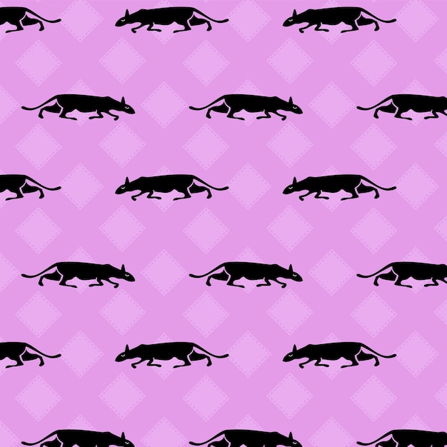 Seamless pink pattern with funny  contour cats