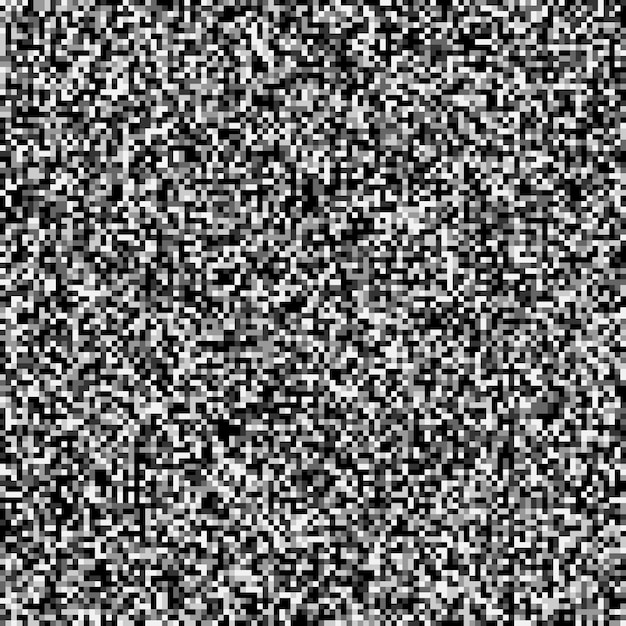 Seamless pixelated tv noise texture. White noise signal grain. Television screen interferences