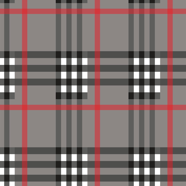 Seamless plaid pattern in grey amp red Check fabric texture Vector textile print