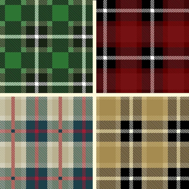 Seamless Plaid Tartan Pattern set