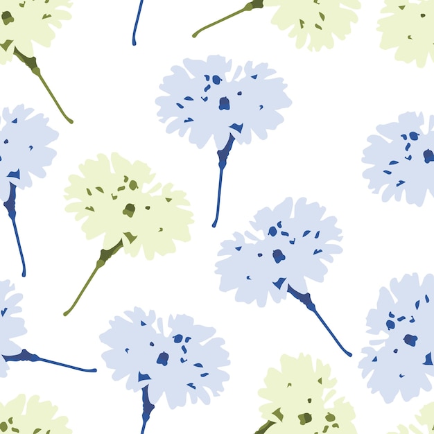 Seamless plants pattern background with fluffy flowers greeting card or fabric