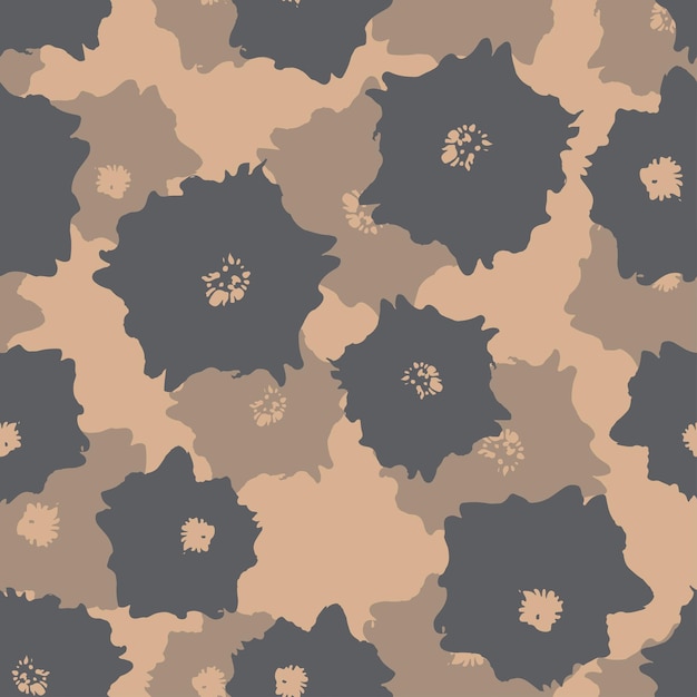 Seamless plants pattern background with grey flowers greeting card or fabric