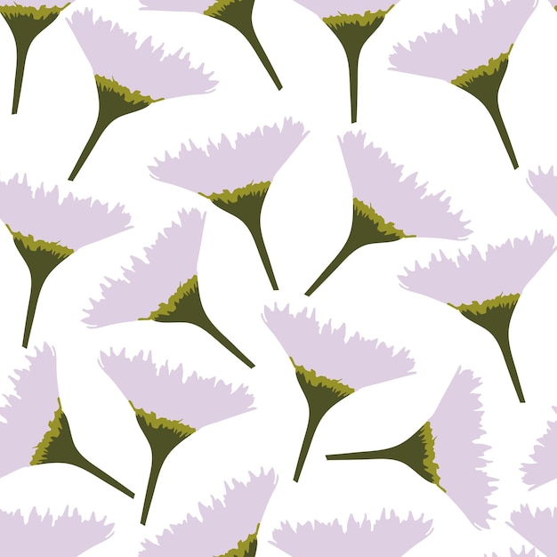 Seamless plants pattern background with hand drawn pink flowers greeting card or fabric